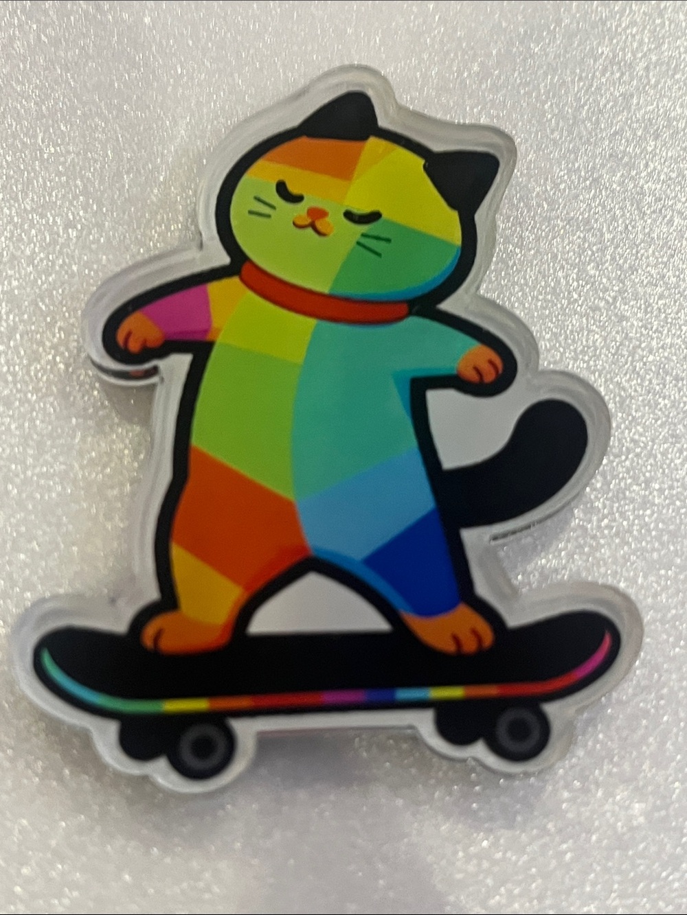 Colorful Rainbow Cat Skateboard Magnet - Multicolor - Picture 2 of 4